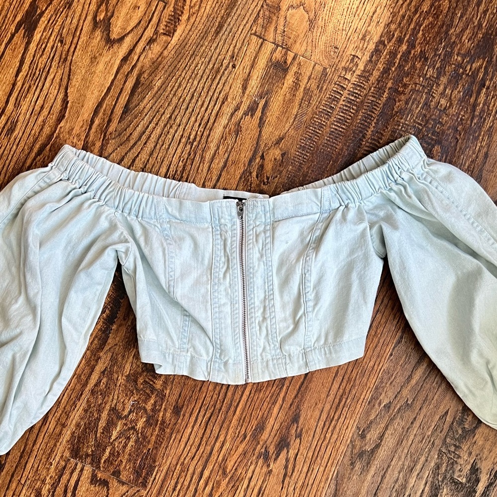 Urban outfitters off the shoulder crop top for women